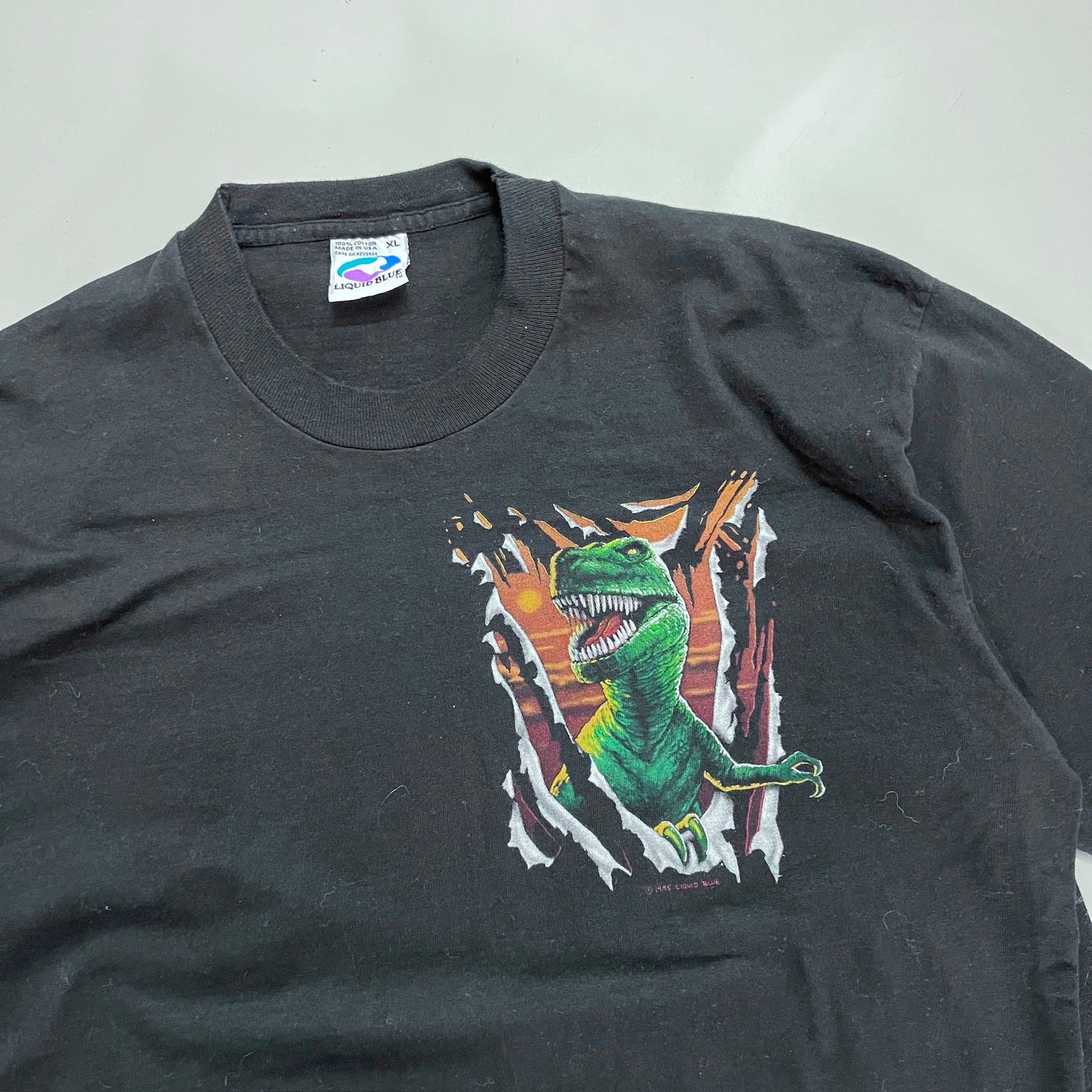 XL 1995 Liquid Blue Dinosuar T-shirt