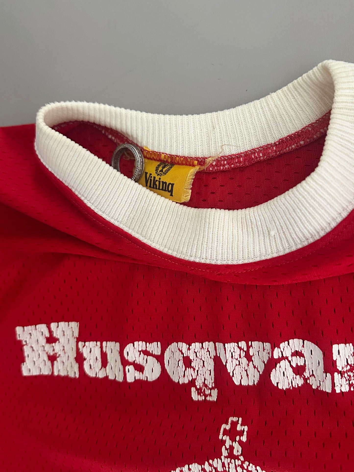 XL 1960/70s Red Husqvarna Mesh Super Cross Jersey