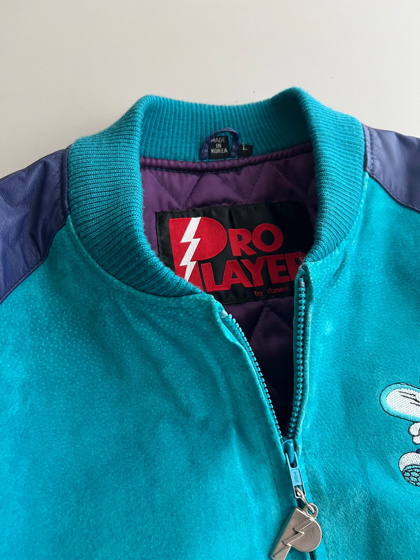 Large 90s Charlotte Hornets Leather Pro Player Jacket
