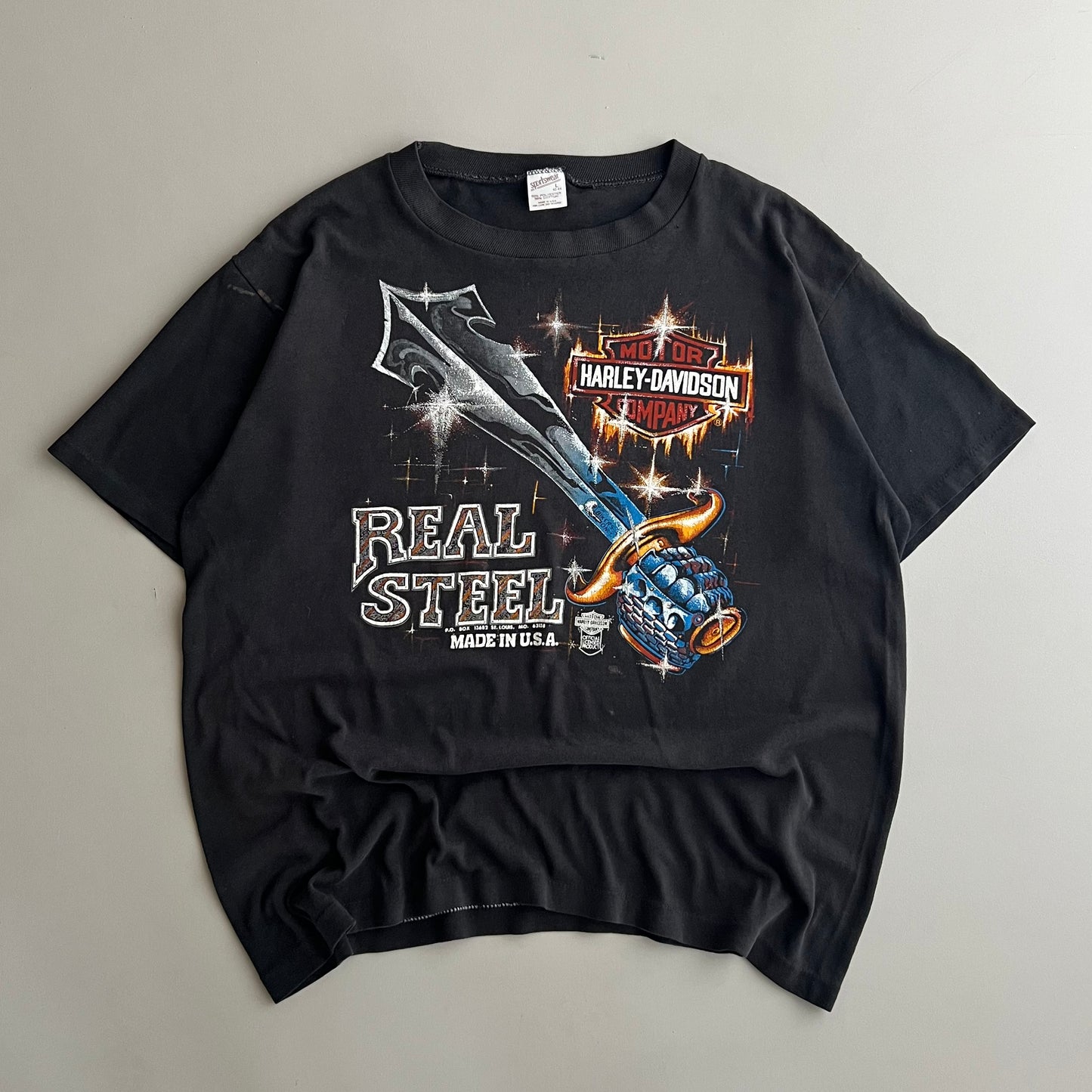 Large 1980s Harley Davidson Real Steel T-shirt