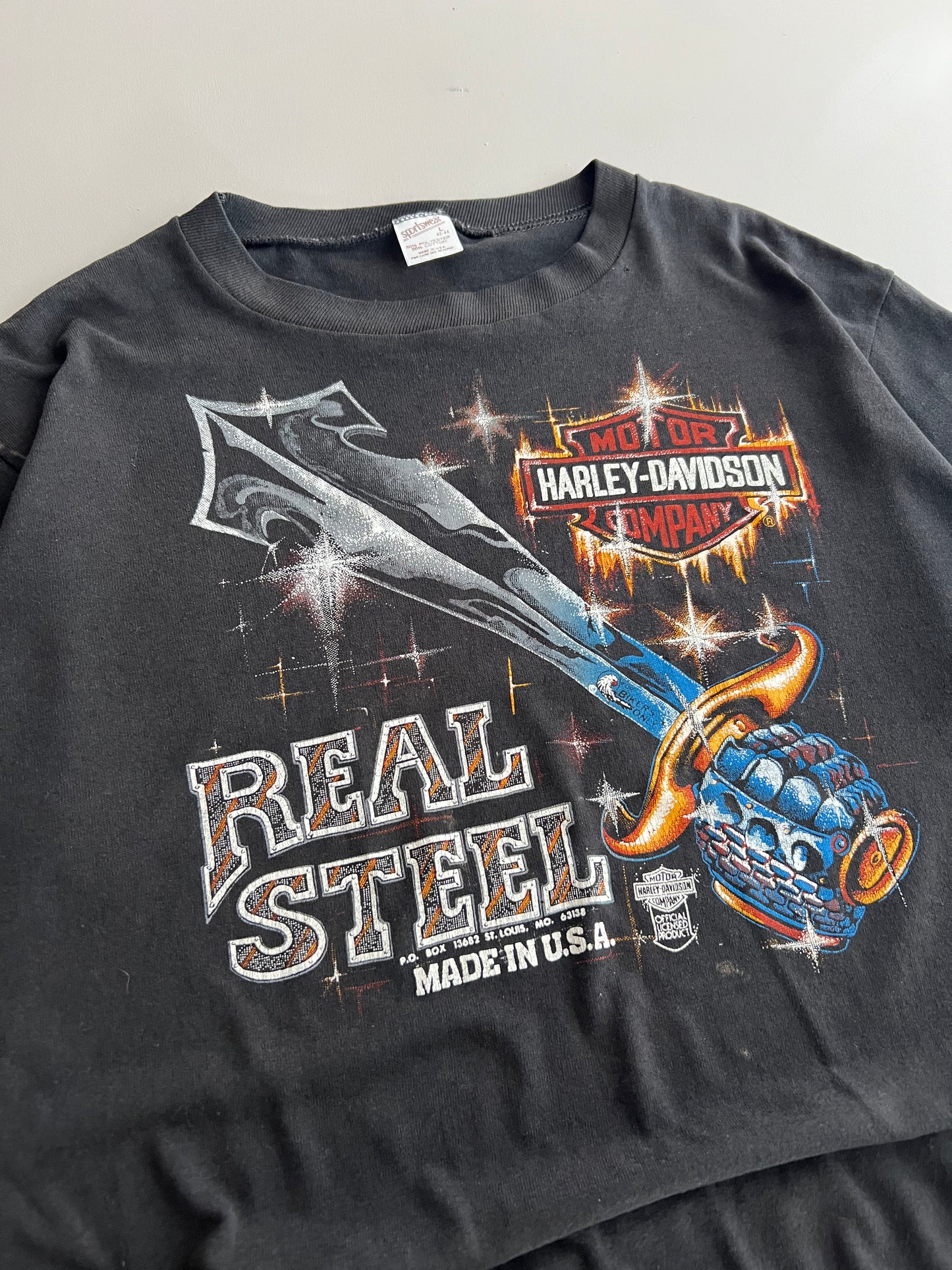 Large 1980s Harley Davidson Real Steel T-shirt