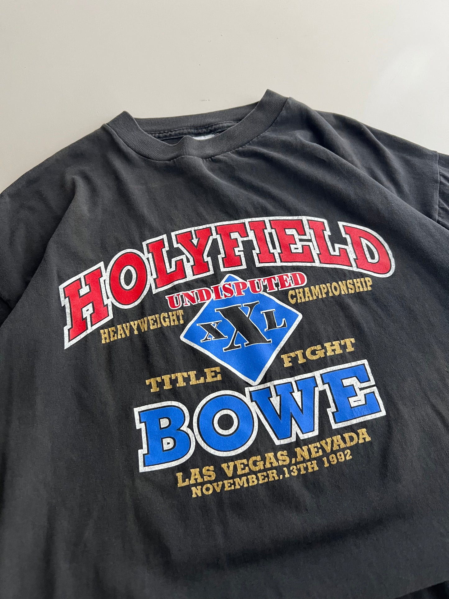 Large 1992 Holyfield Bowe Las Vegas Boxing T-shirt