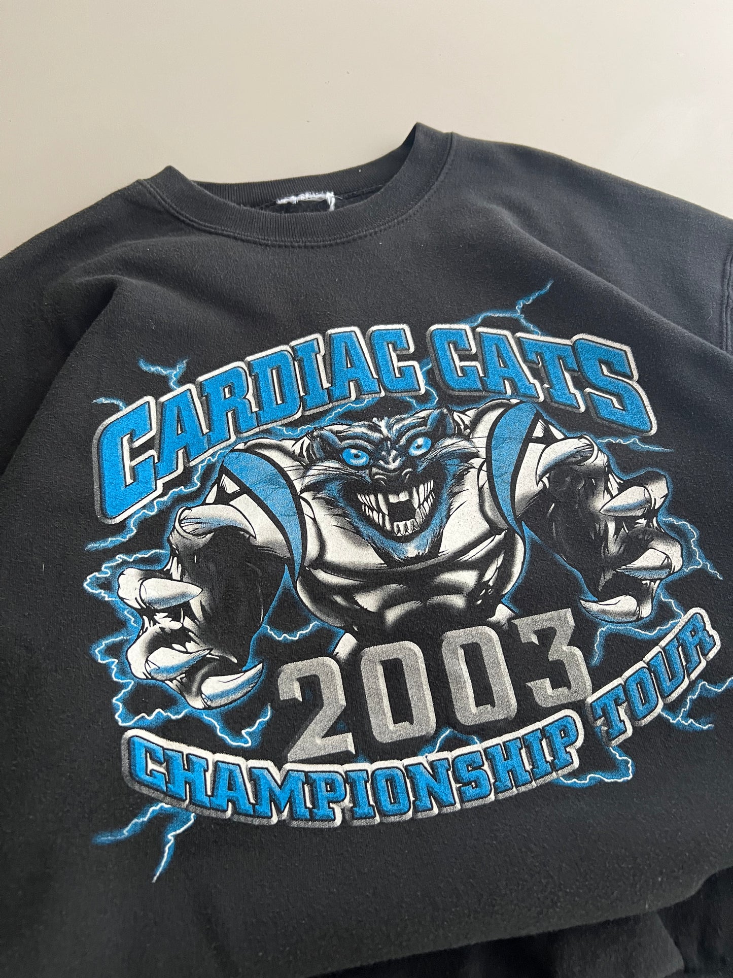 Medium 2003 Carolina Panthers Cardiac Cats Sweatshirt