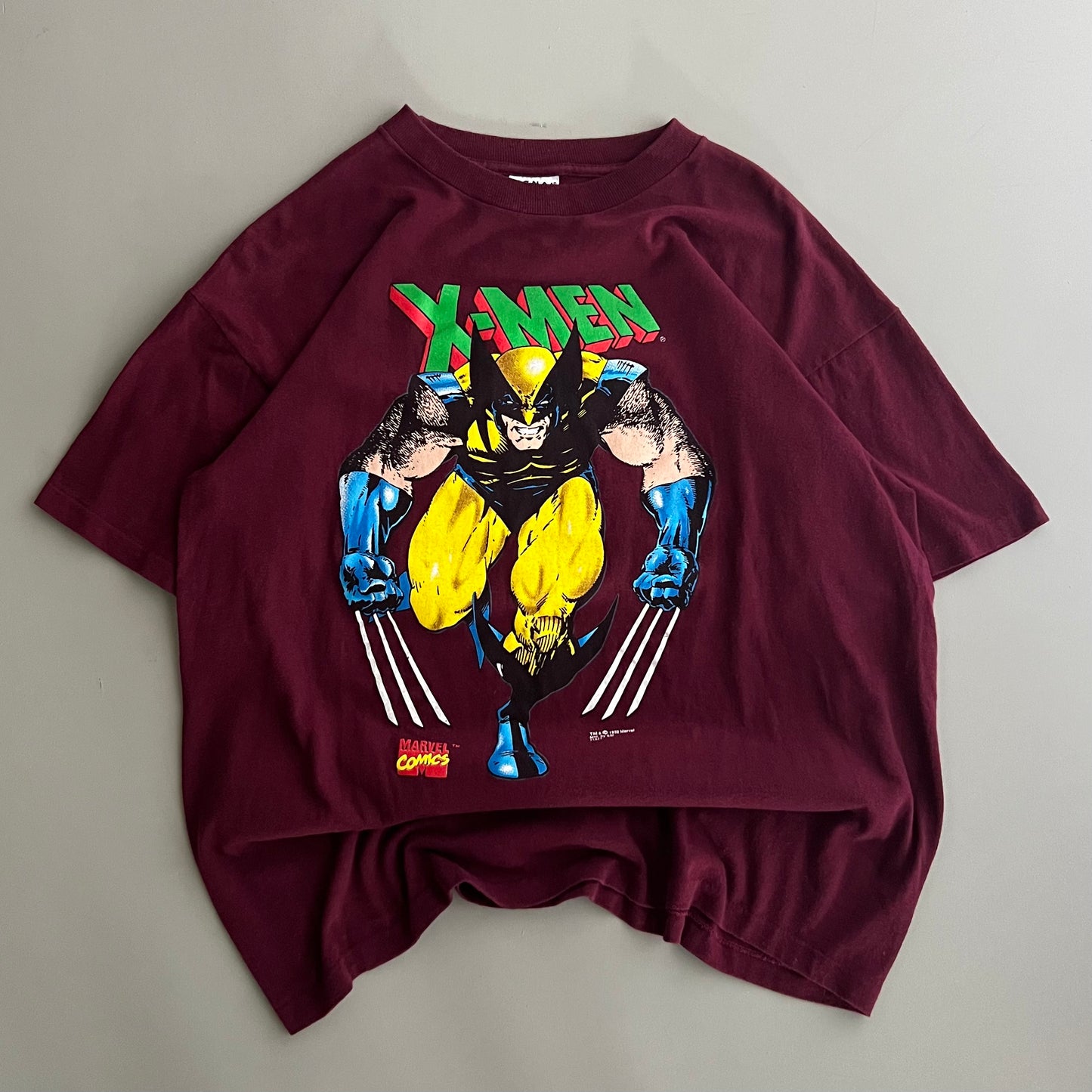 Large 1992 Burgundy X-Men Wolverine T-shirt