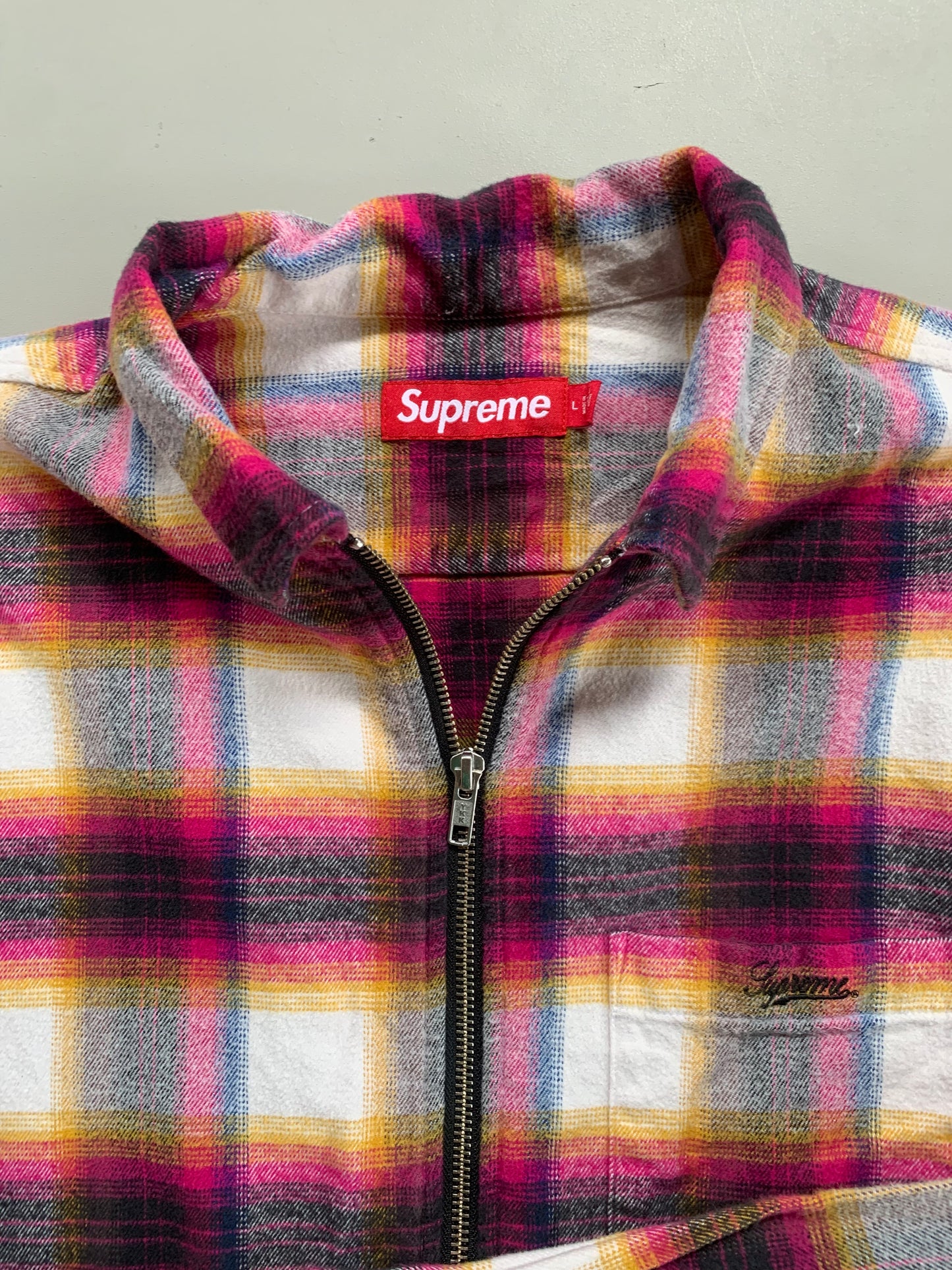 Large Supreme Pink Shadow Plaid Full Zip