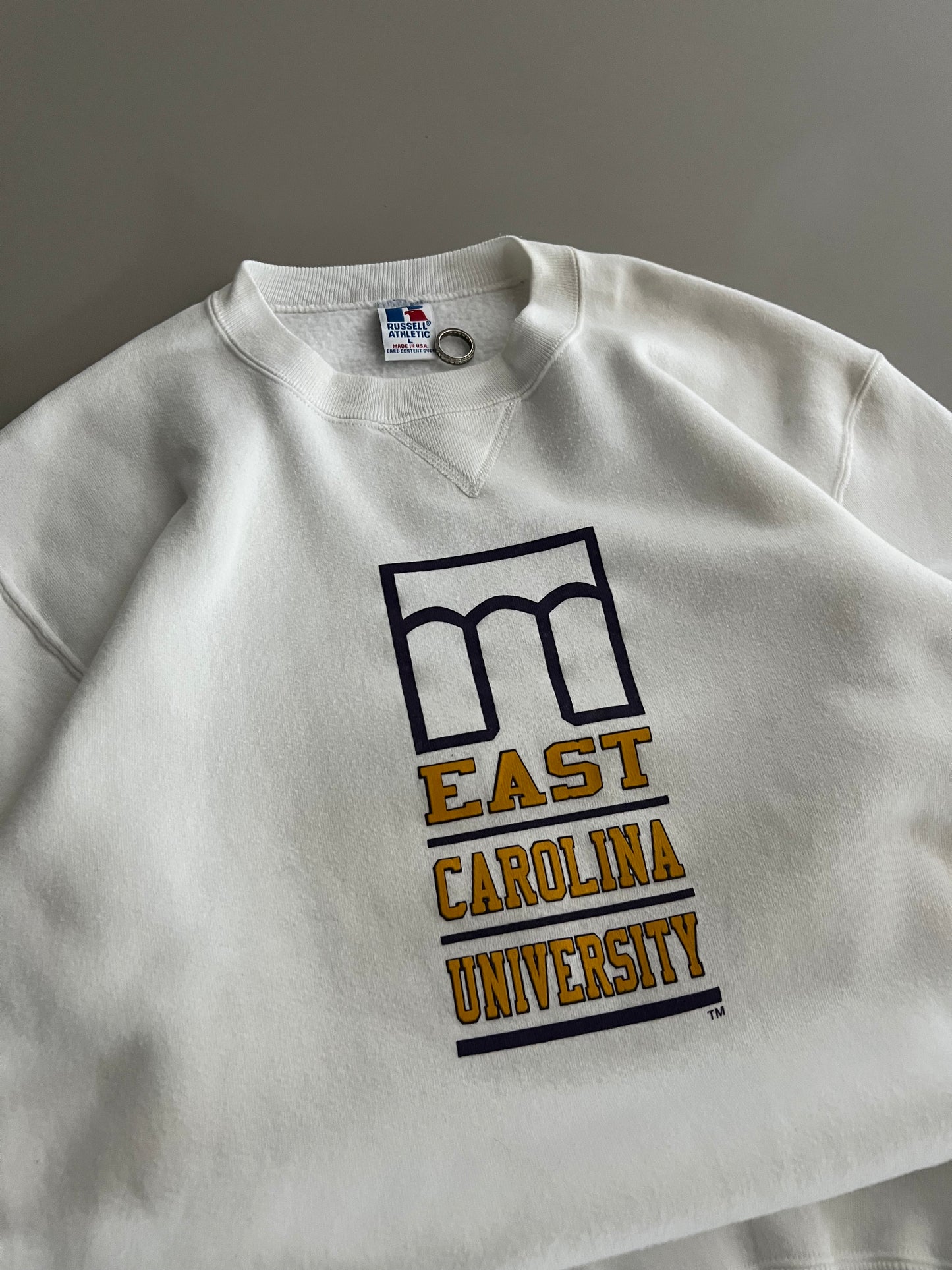 Large 90s East Carolina University Russell Athletic Sweatshirt