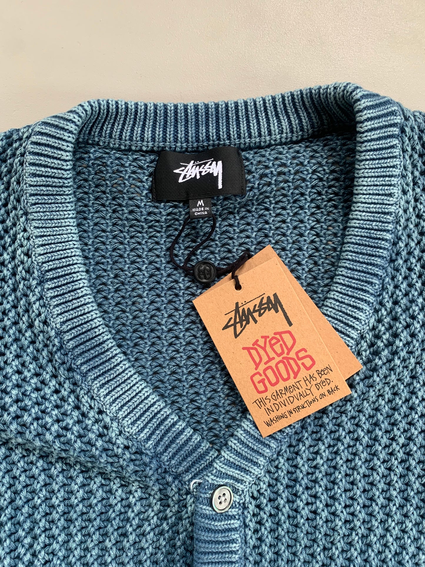 Medium Stussy Blue Loose Gauge Knit Cardigan