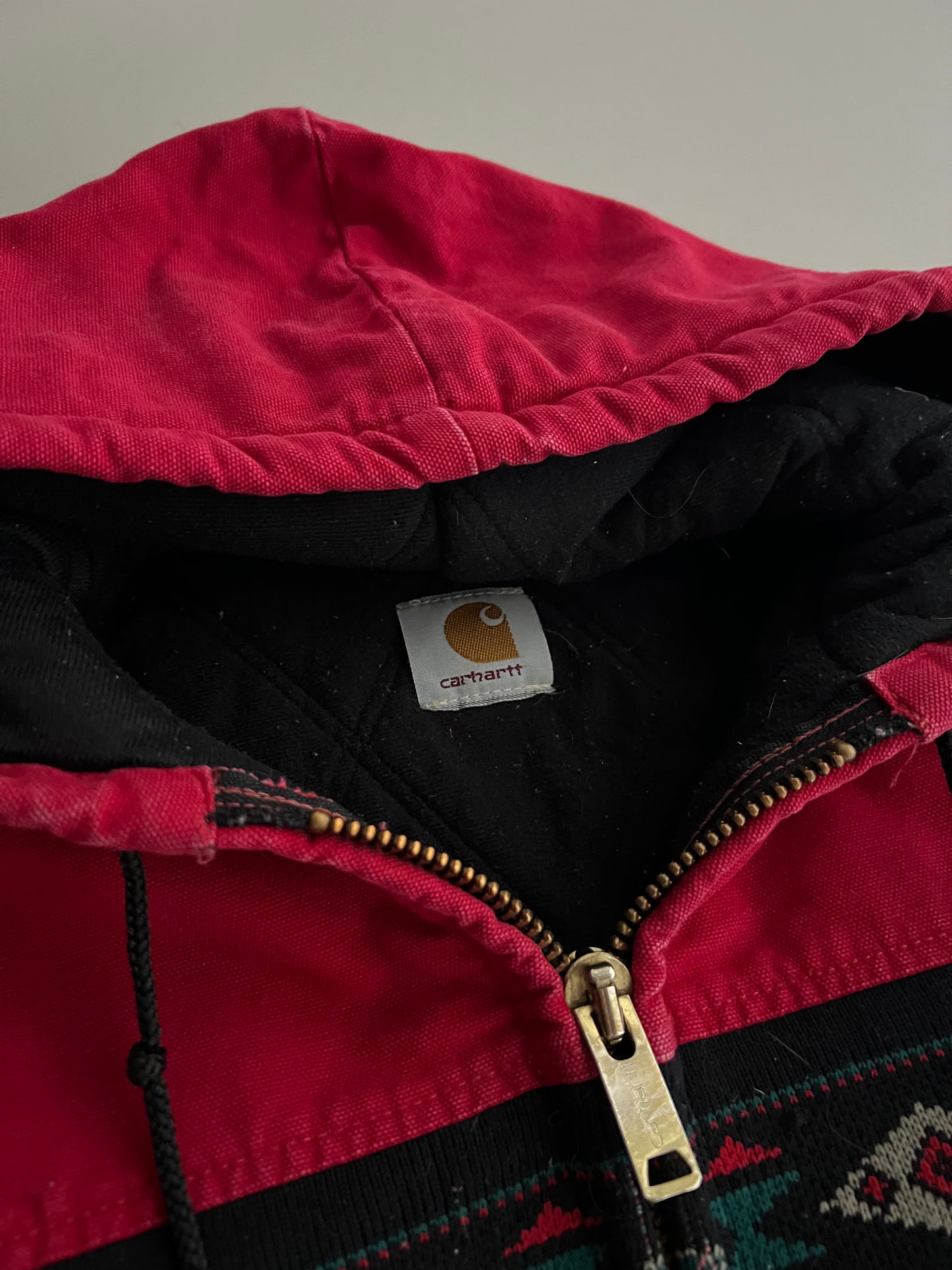 Medium 90s Cherry Red Carhartt Aztec Jacket