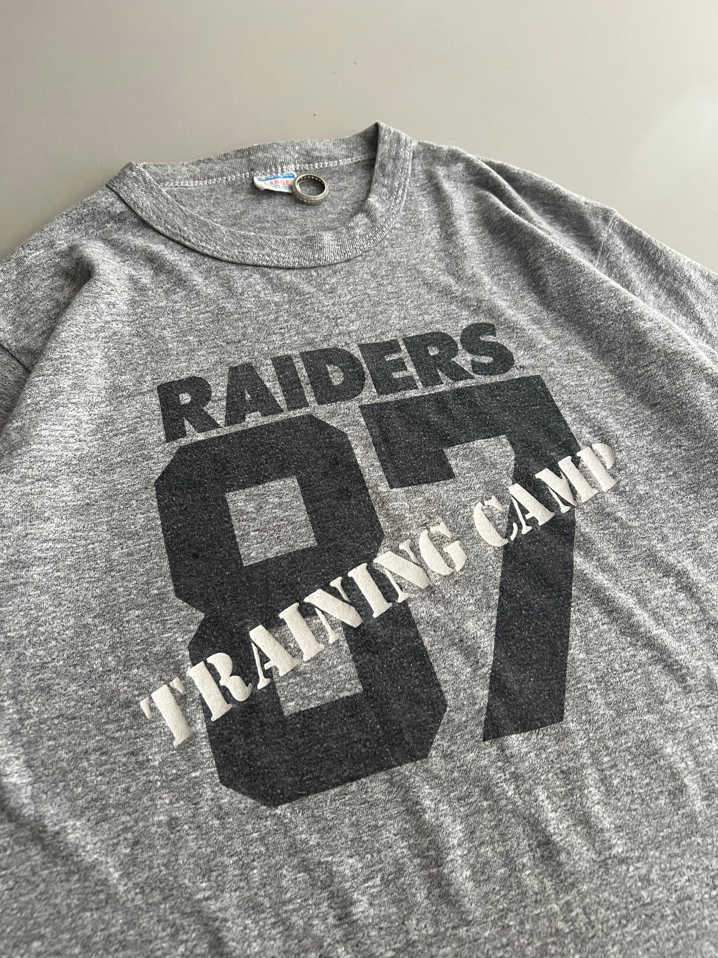 Large 1987 Los Angeles Raiders Training Camp Champion T-shirt