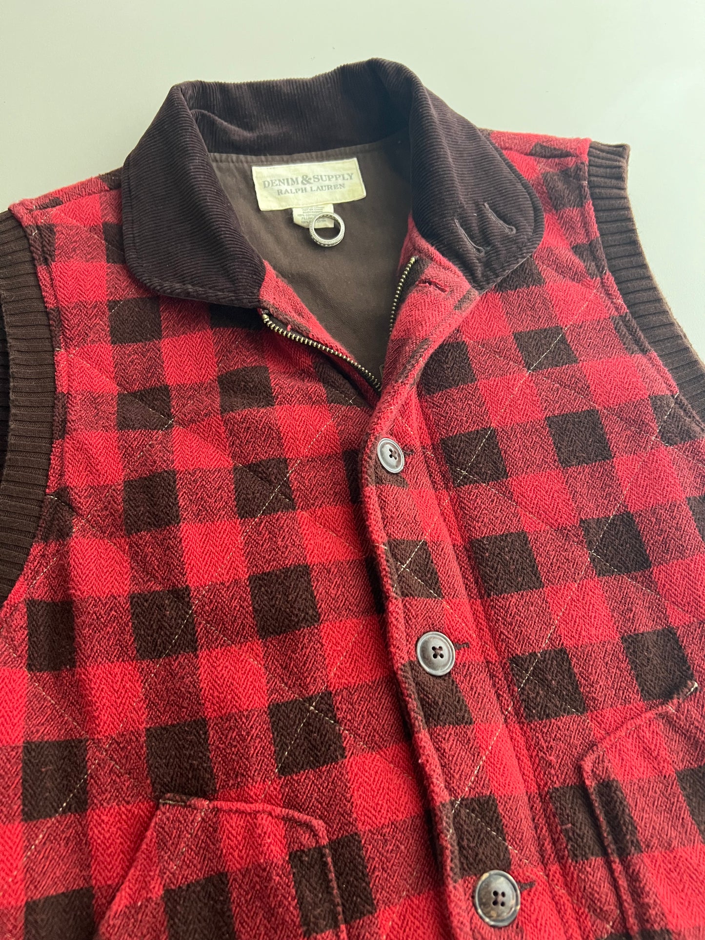 XL Denim & Supply Ralph Lauren Plaid Vest