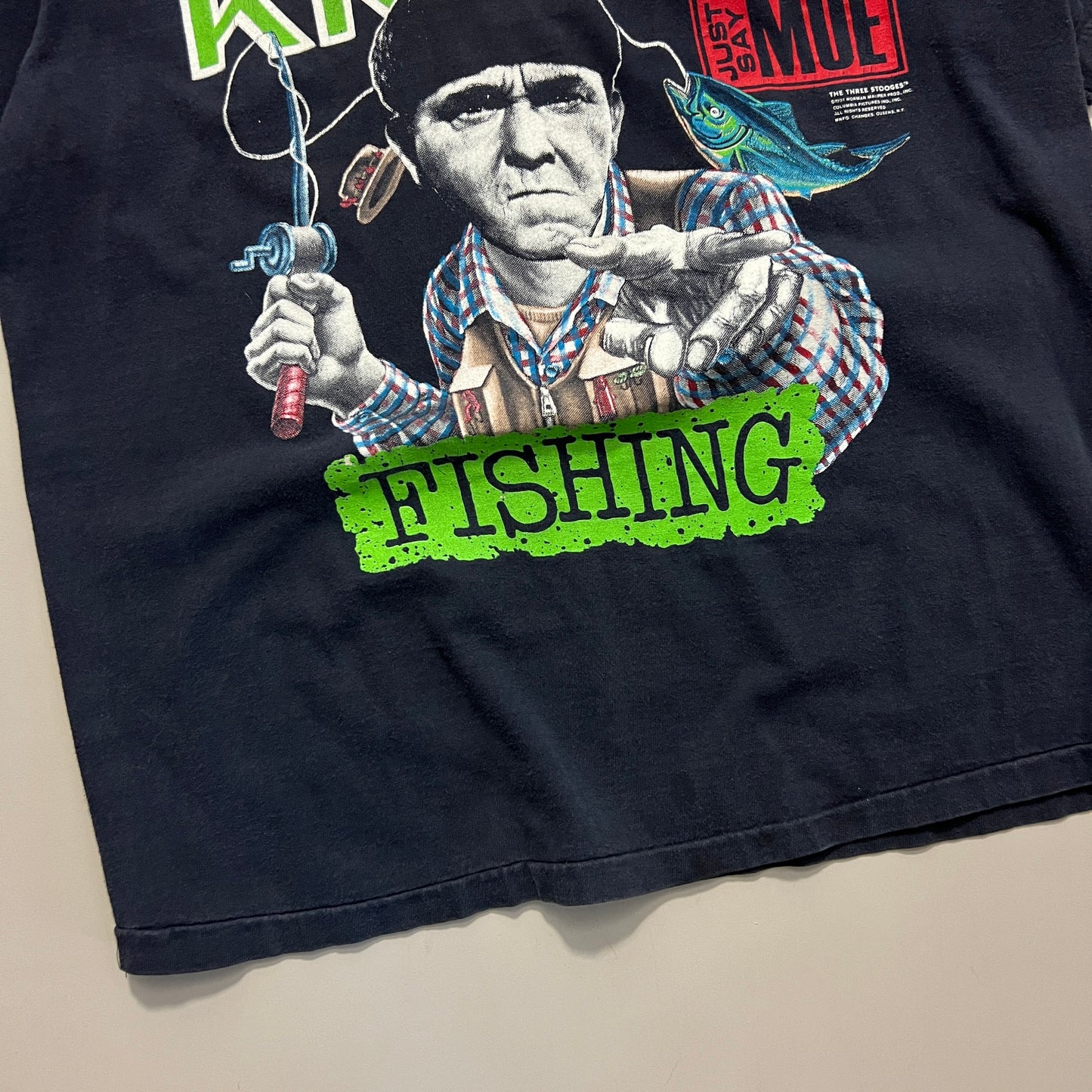 Large 1991 Moe Knows Fishing T-shirt