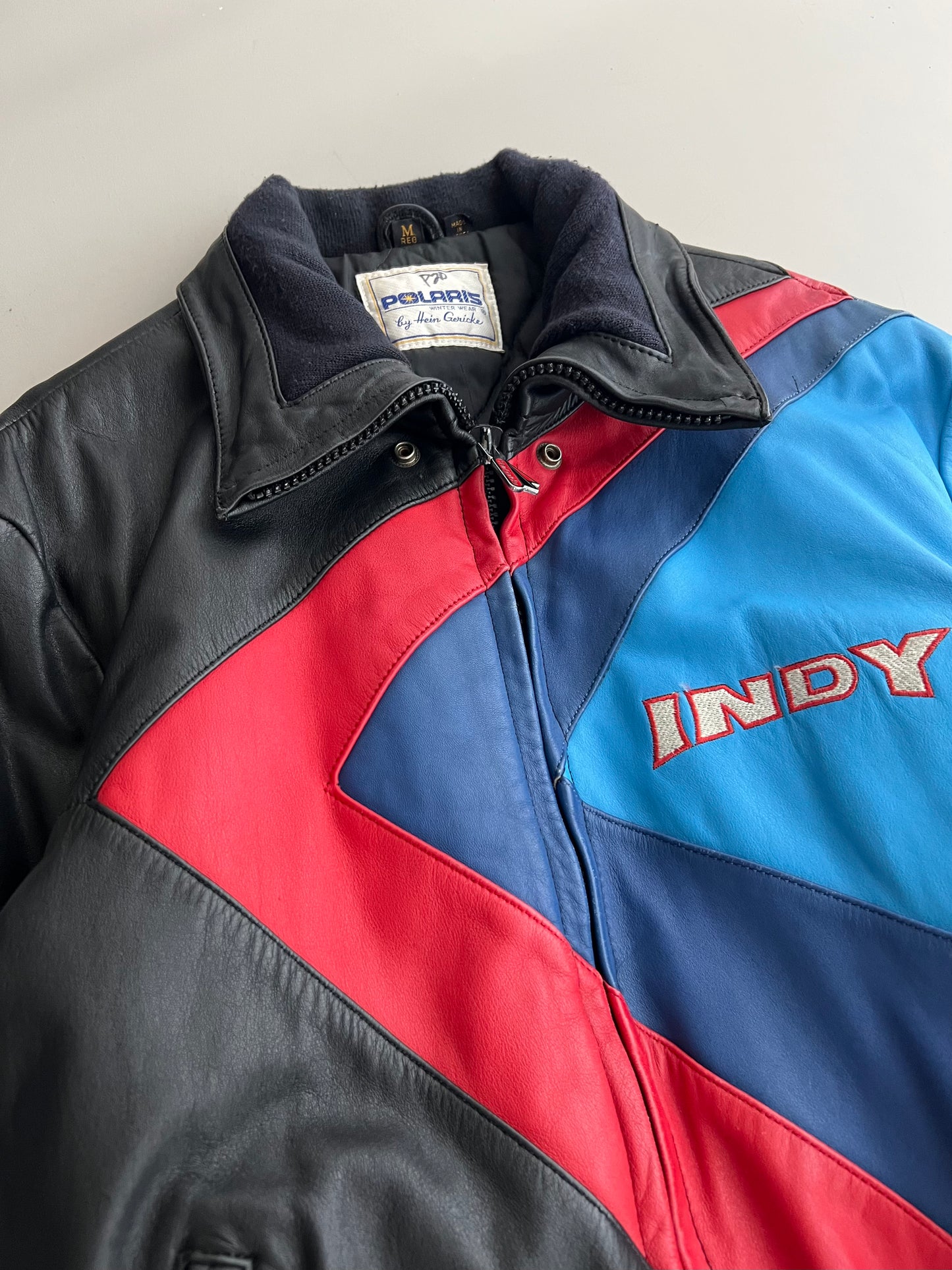 Medium 90s Polaris Indy Snowmobile Leather Jacket