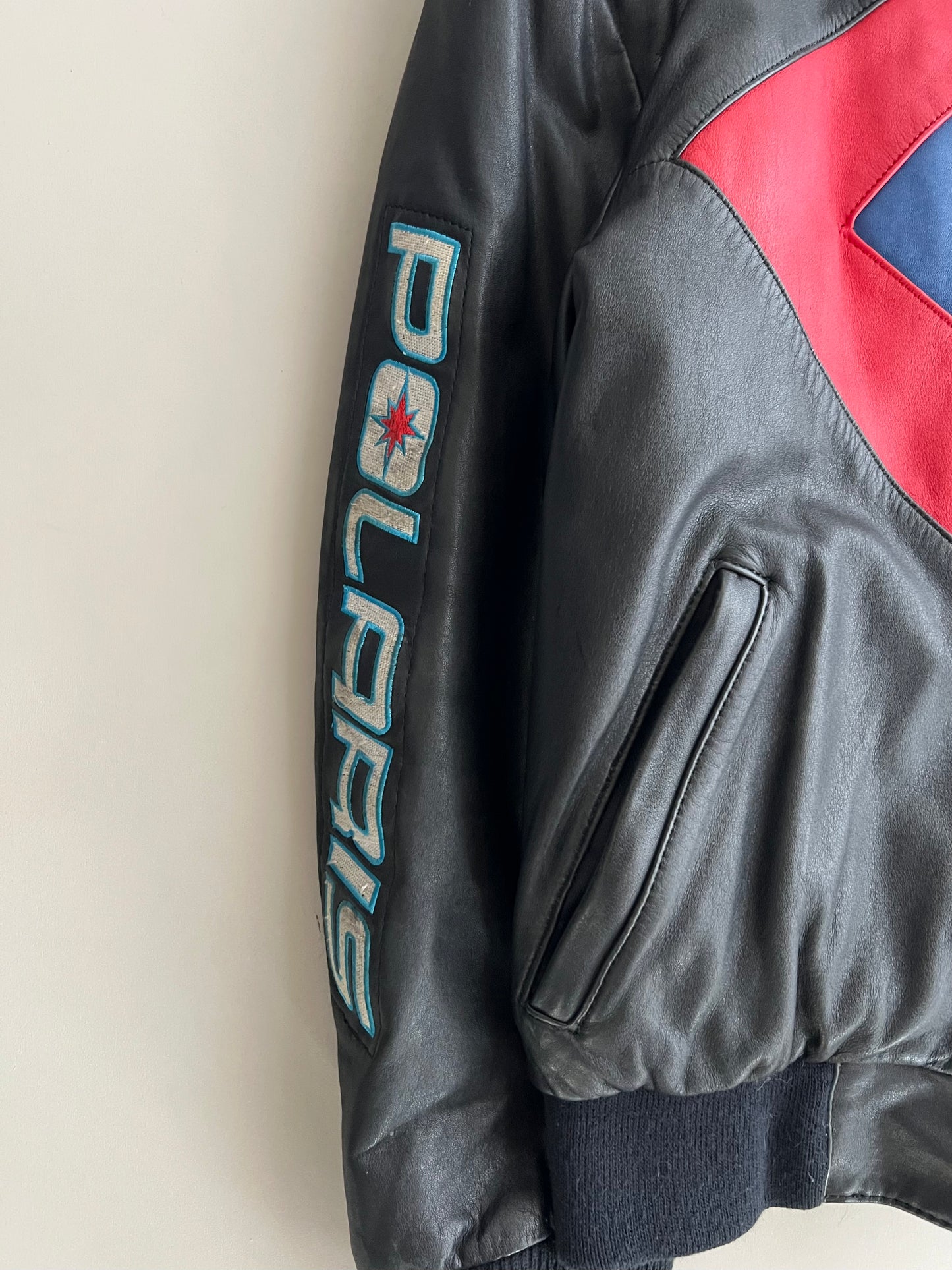 Medium 90s Polaris Indy Snowmobile Leather Jacket