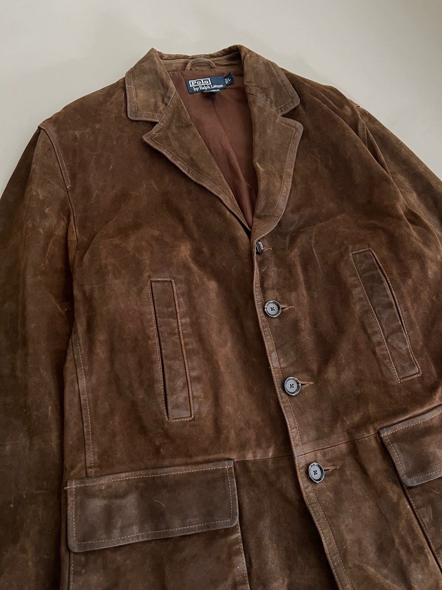 Large 90s Polo Ralph Lauren Oiled Leather Jacket