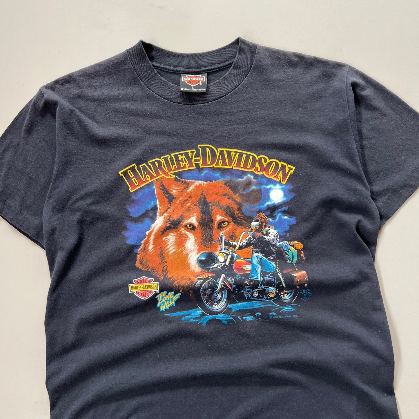 Large 1989 Harley Davidson Lone Wolf T-shirt