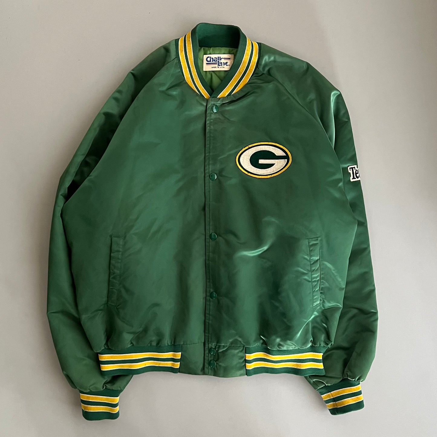 XXL 80s Green Bay Packers Chalk Line Satin Jacket