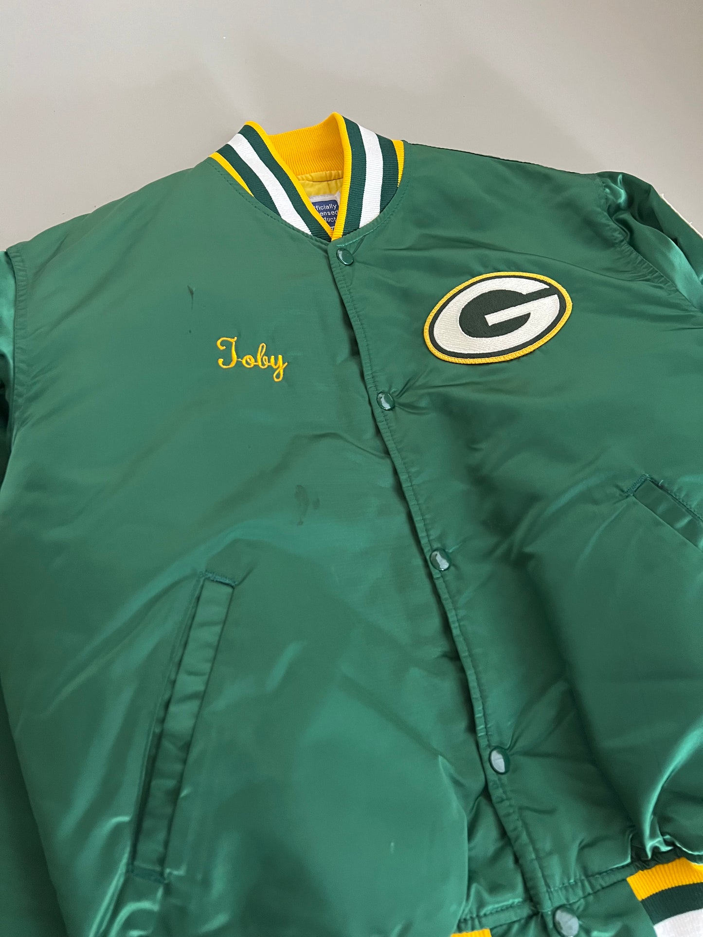 Large 80's Green Bay Packers Starter Satin Jacket