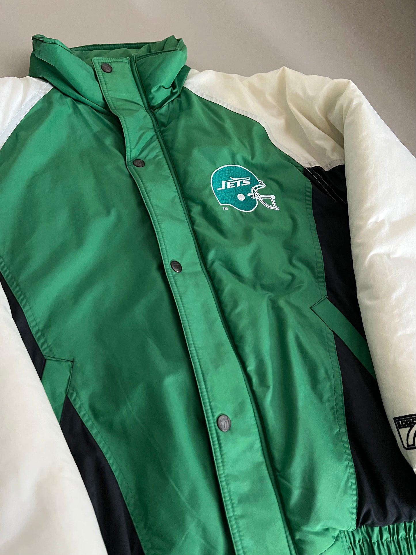 Large 90s New York Jets Logo7 Puffer Jacket