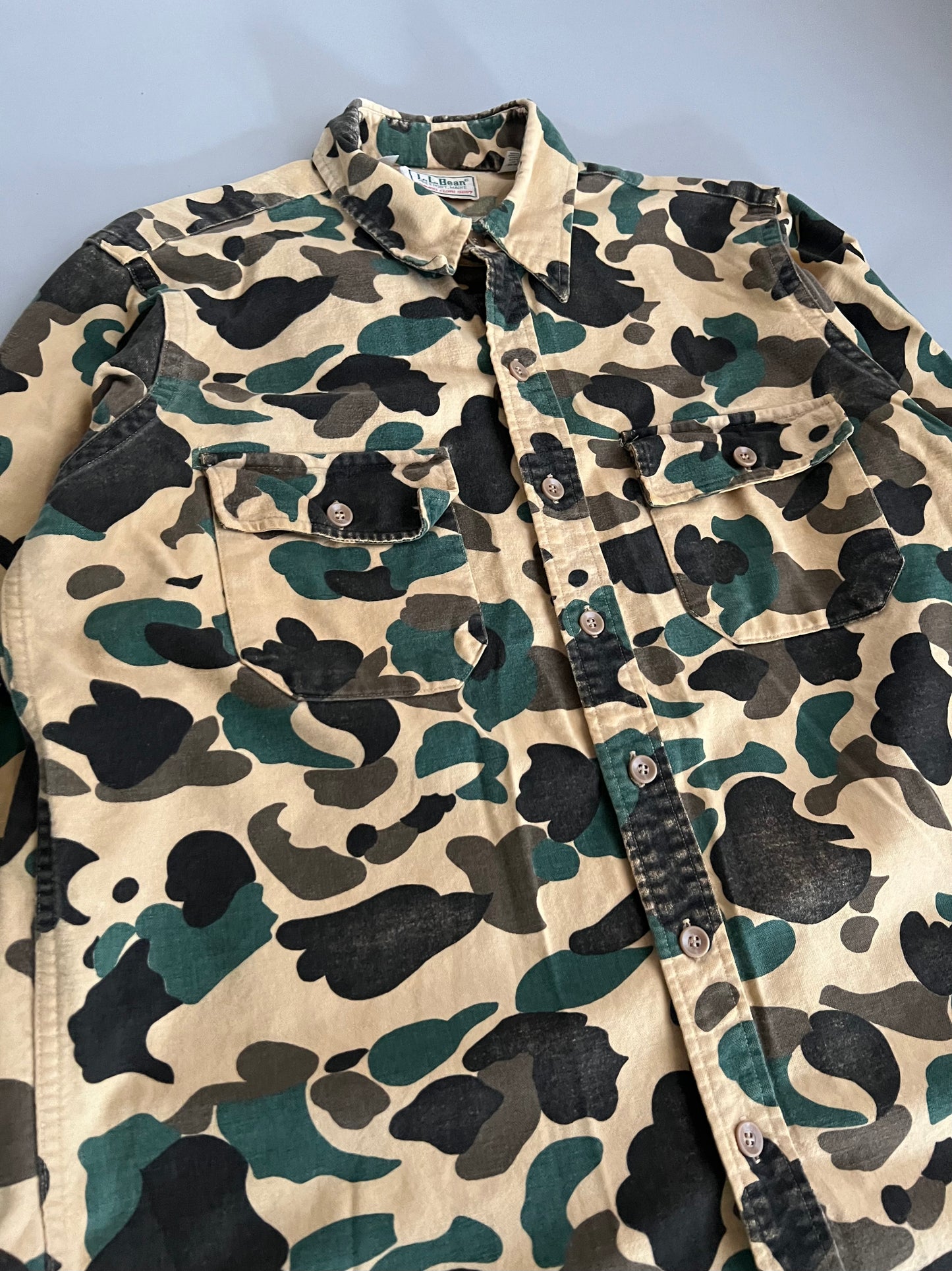 XL 1980s L.L. Bean Camo Chamois Button Shirt