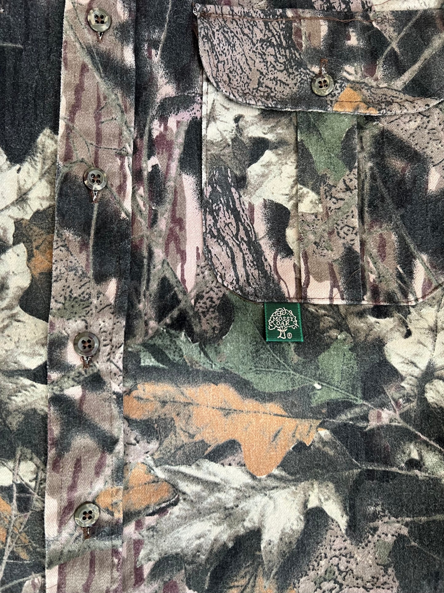 Large 90s Mossy Oak Camo Button Shirt