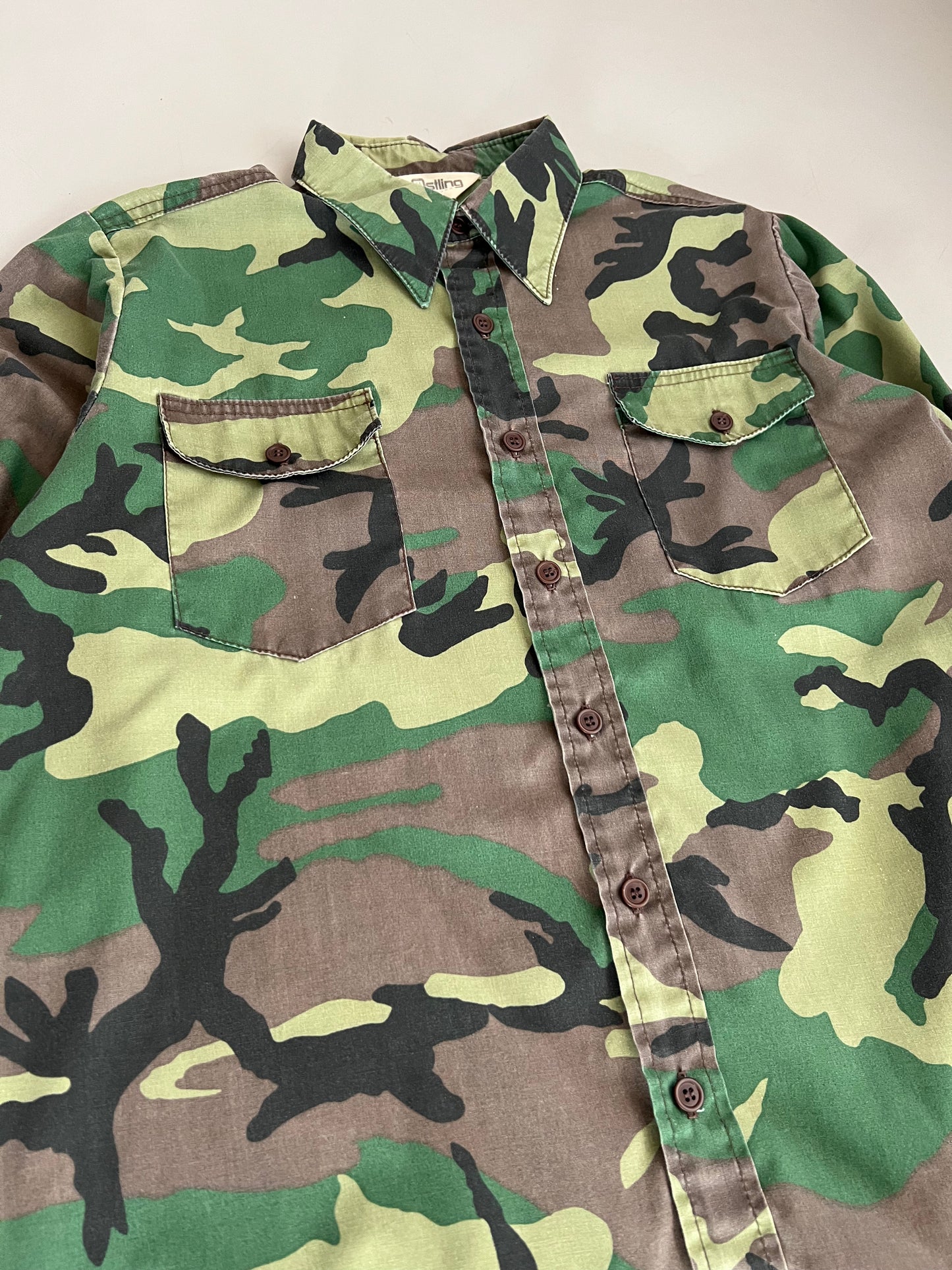 Large 90s Stling Camo Button Shirt