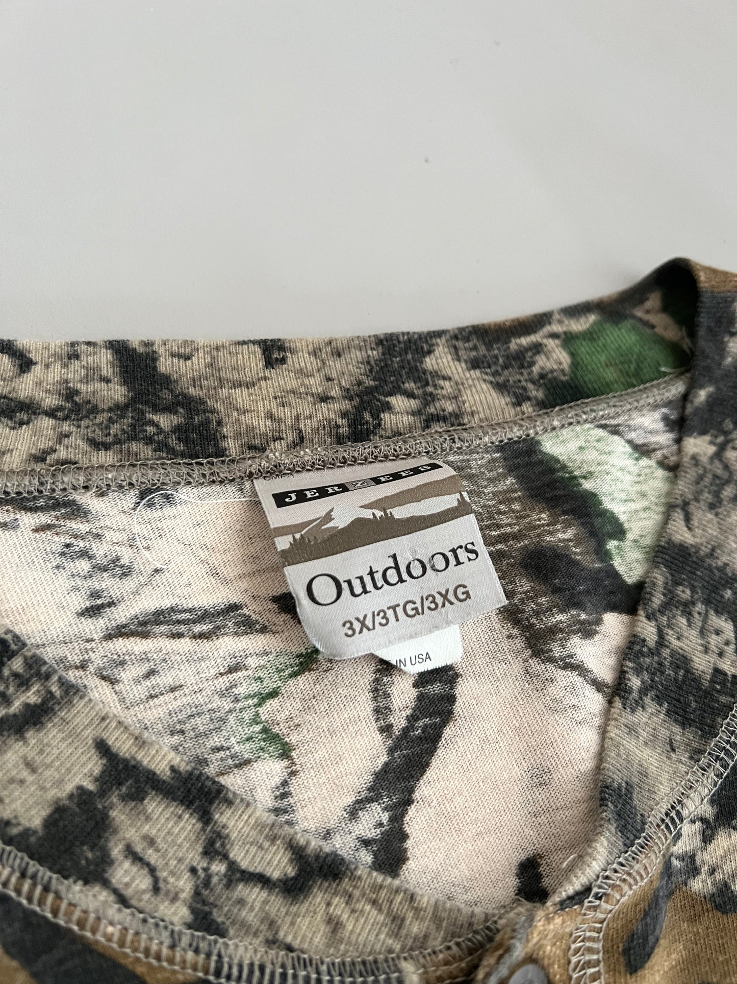 3XL 90s Jerzees Camo Henley