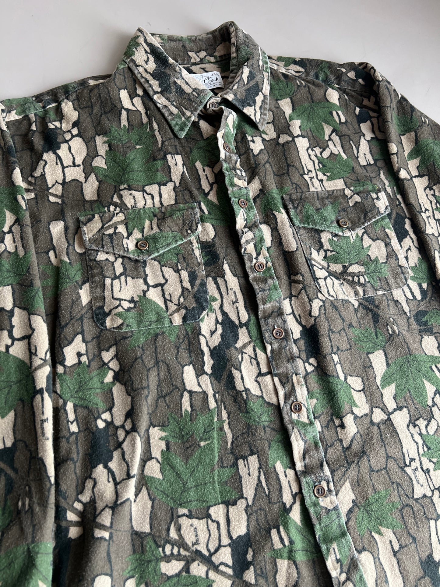 2XL 80s Cove Creek Bark Camo Button Shirt