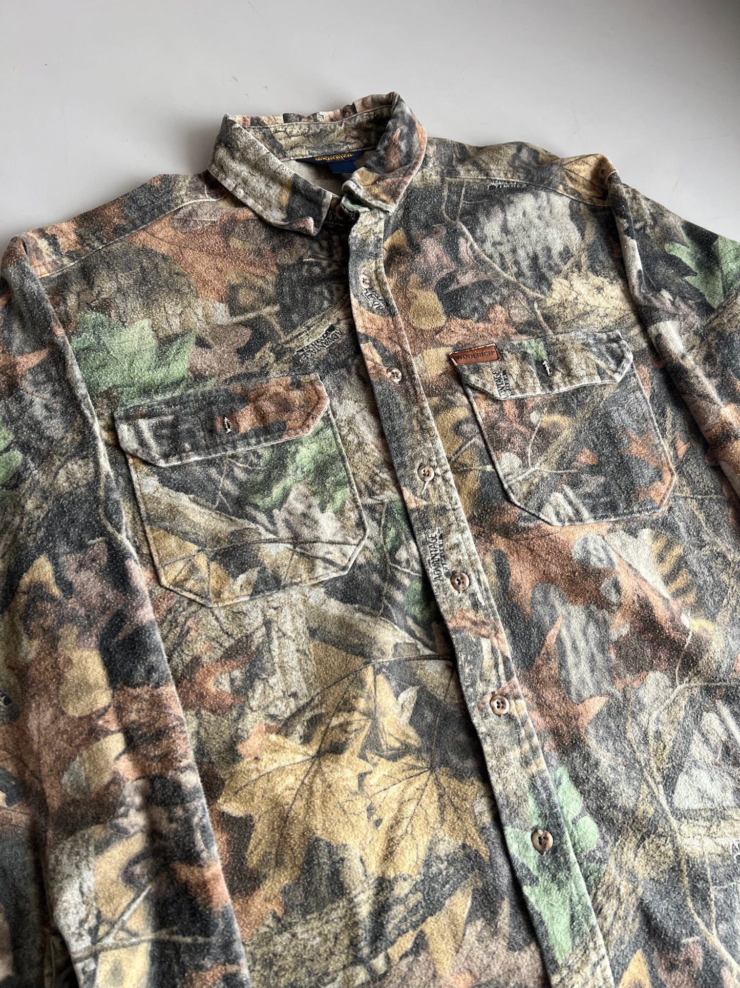 Large 90s Woolrich Camo Button Shirt
