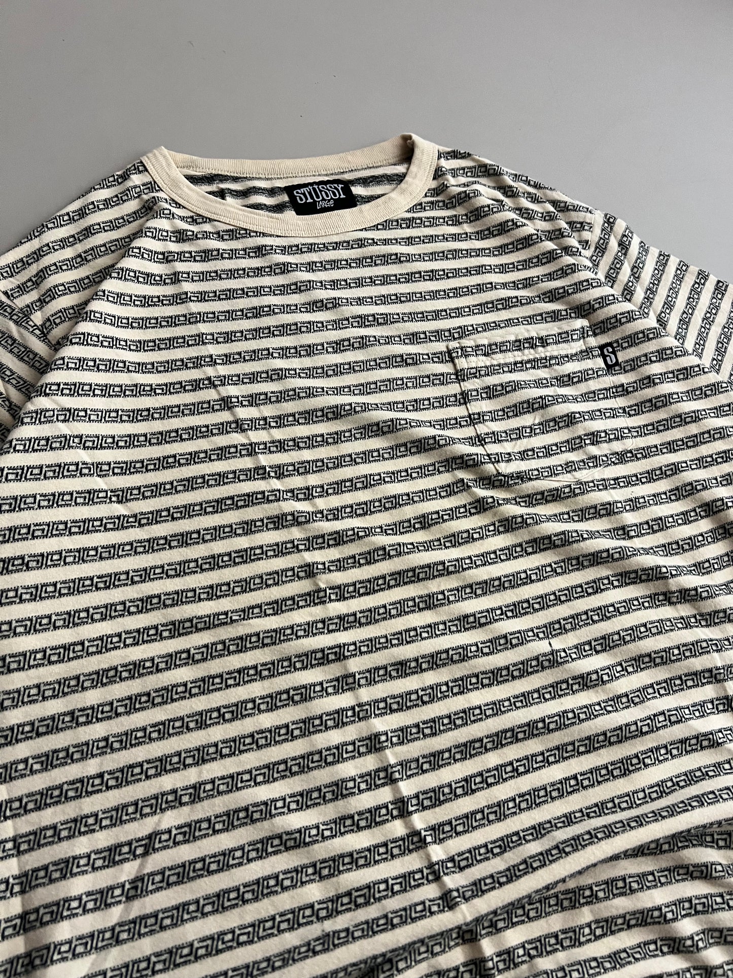 Large 90s Stussy Geometric Pocket T-shirt