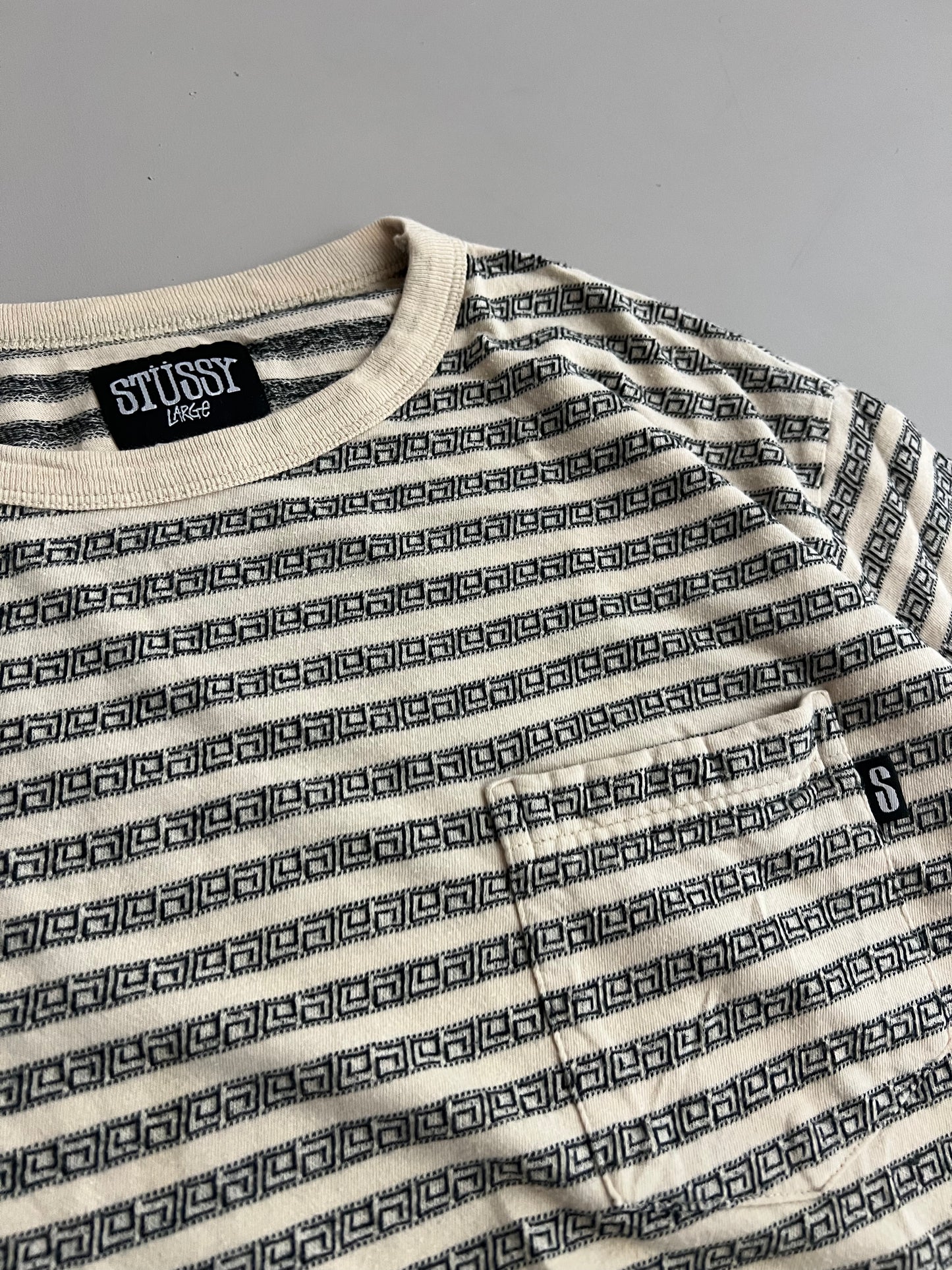Large 90s Stussy Geometric Pocket T-shirt