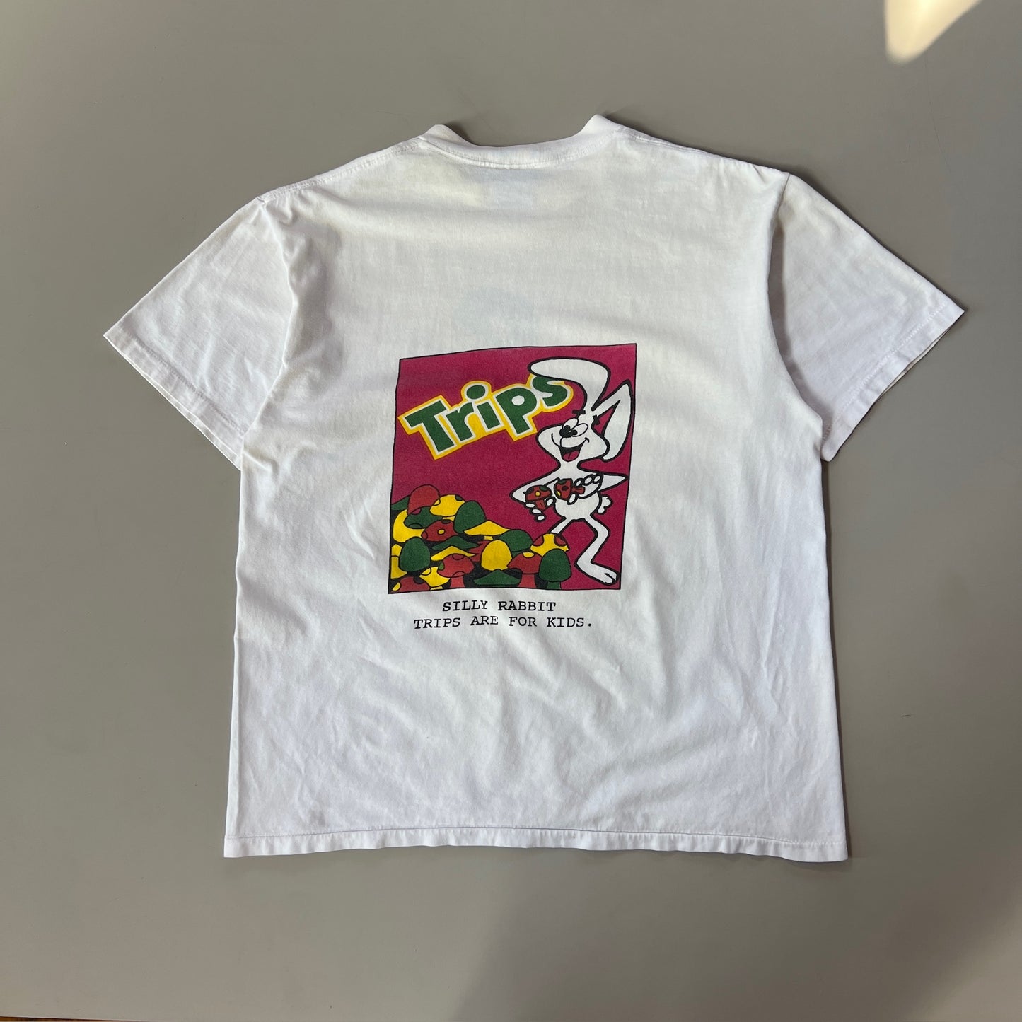Large 1990s General Mills Trips are for Kids Parody T-shirt