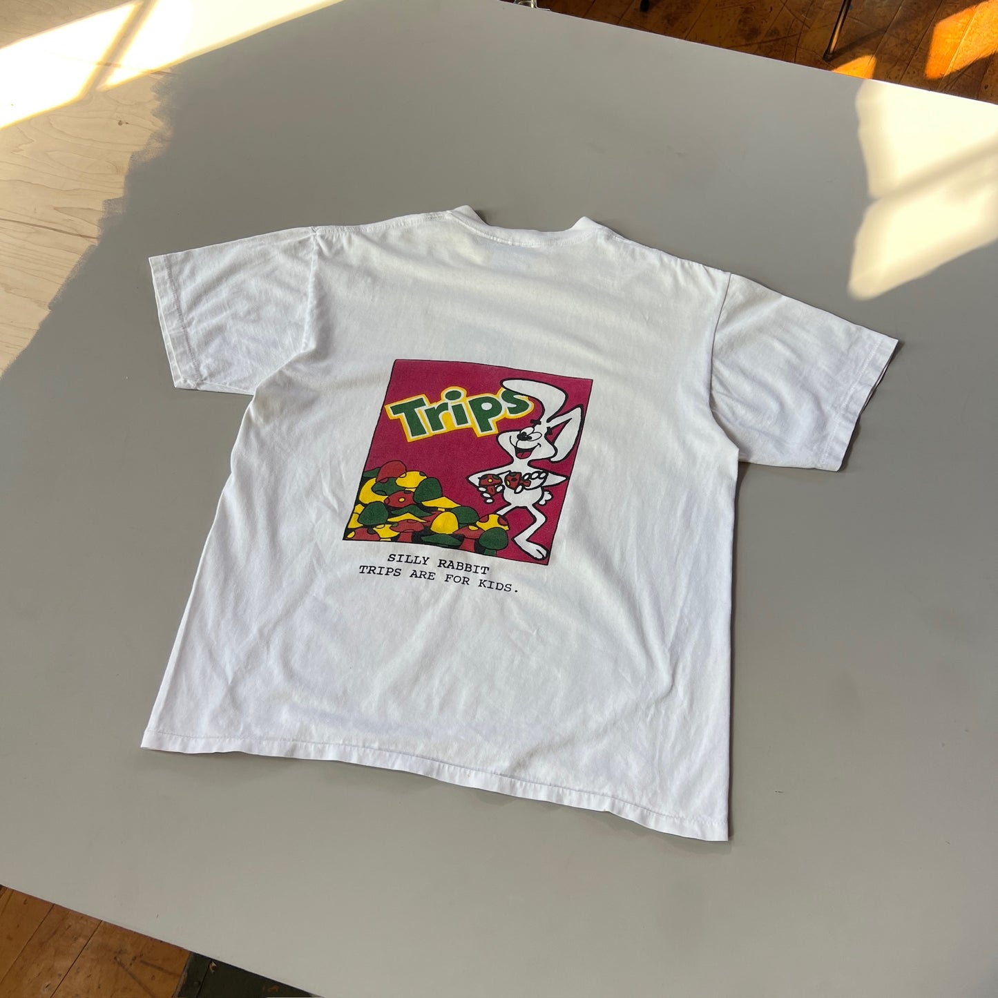 Large 1990s General Mills Trips are for Kids Parody T-shirt