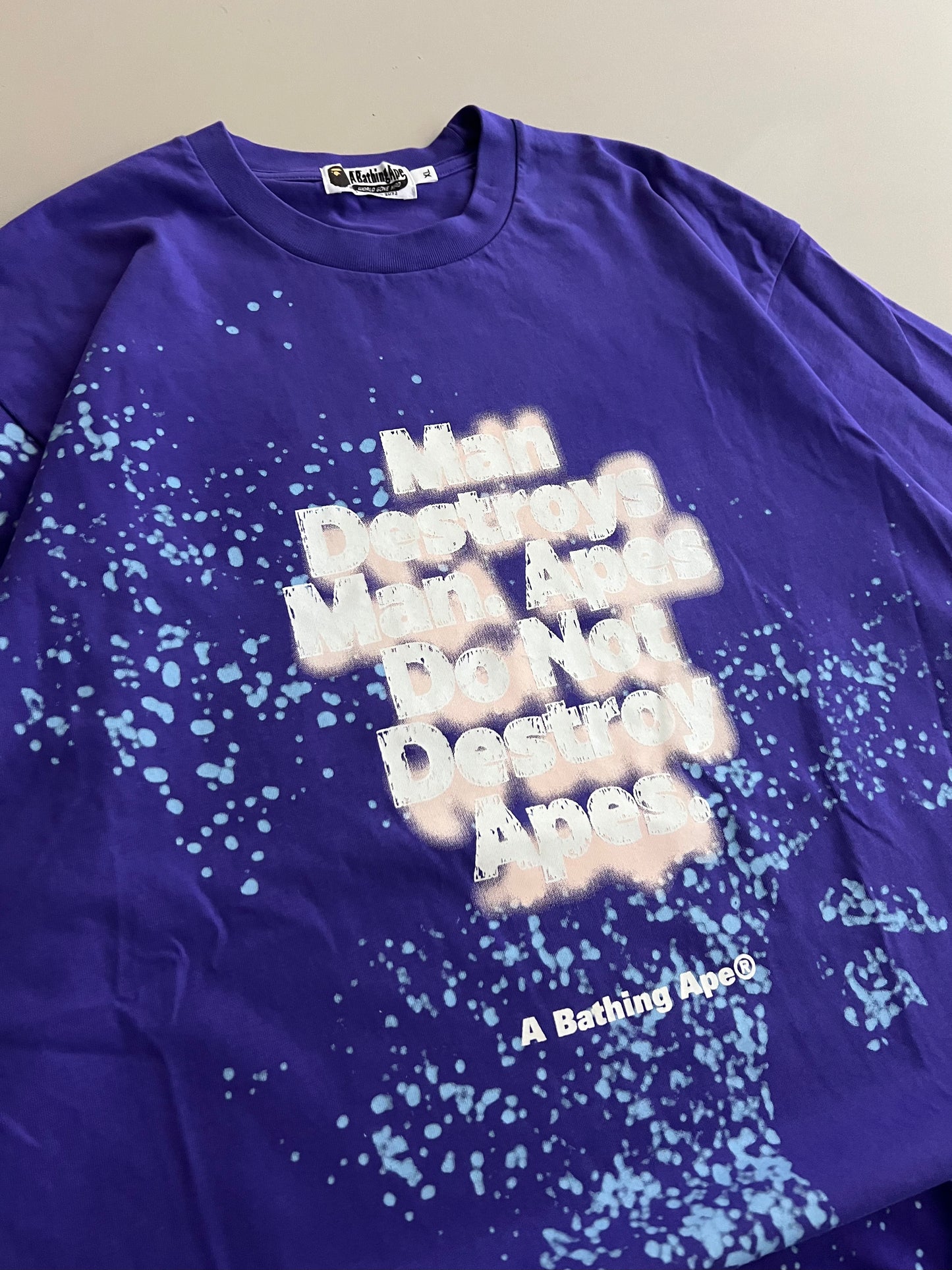 XL A Bathing Ape Spray-Paint Slogan T-shirt