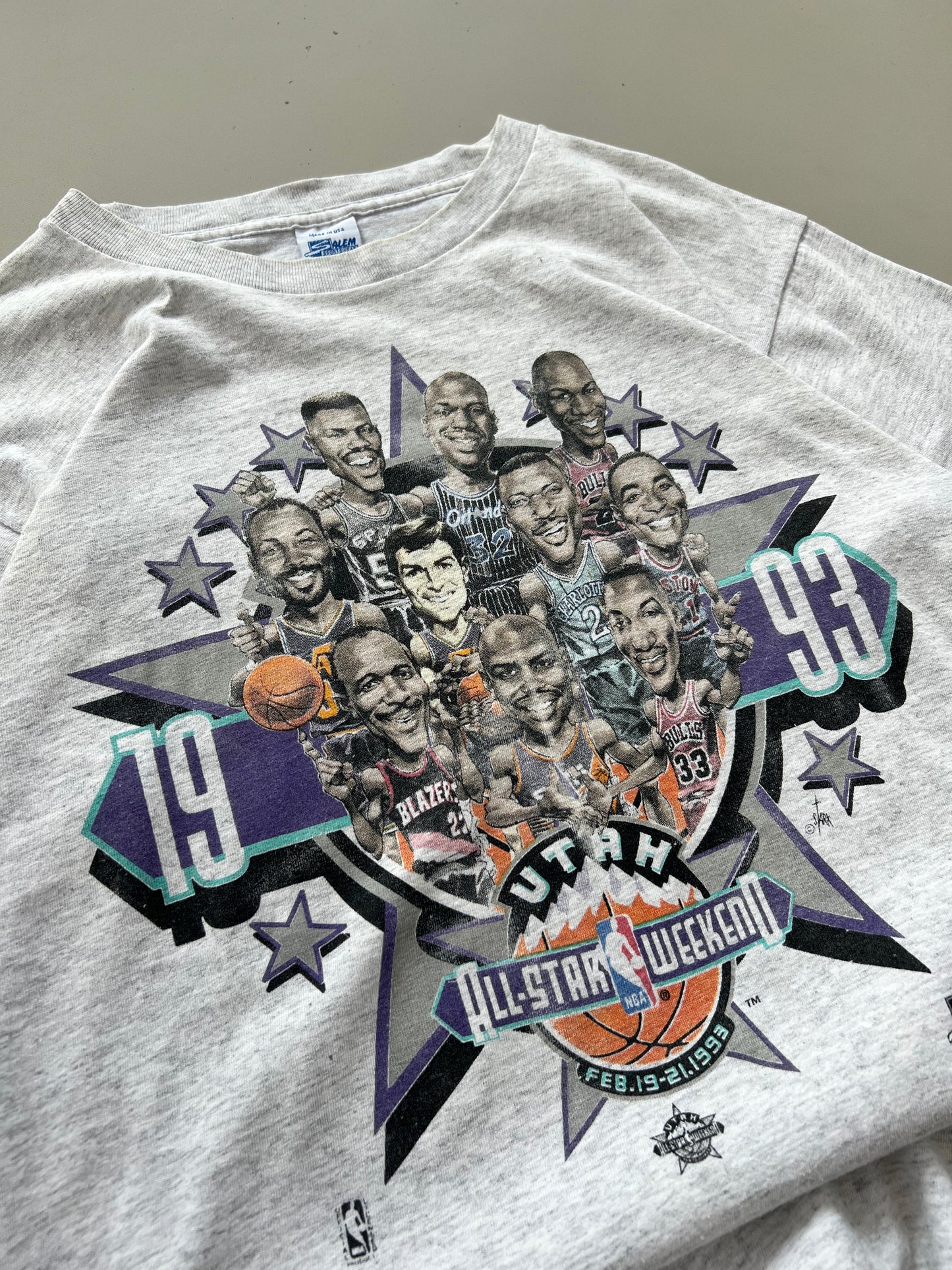 Large 1993 Utah NBA All Star Game Caricature T-shirt
