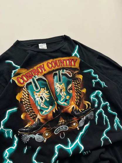 Large 90s Cowboy Country American Thunder T-shirt