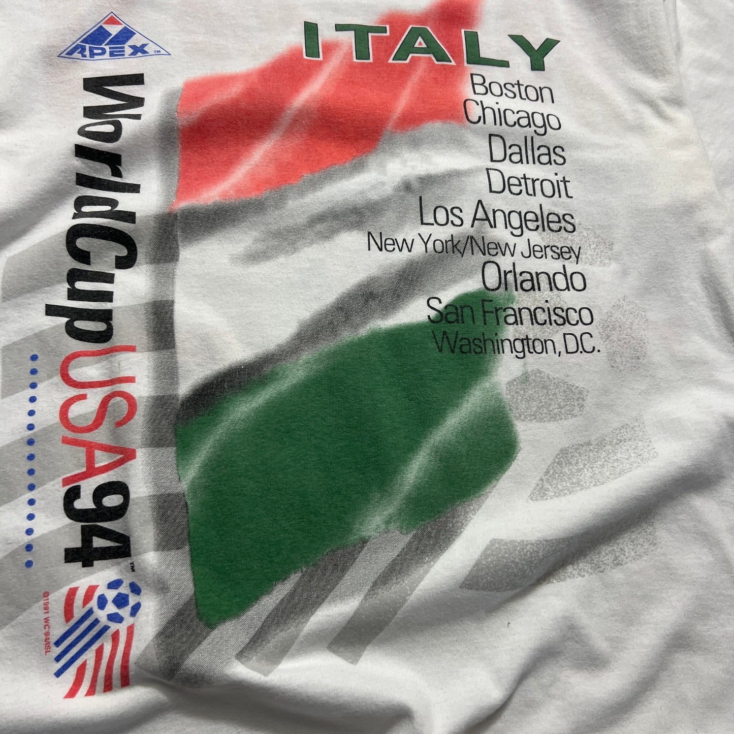 Large 1994 Italy World Cup Usa Apex T-shirt