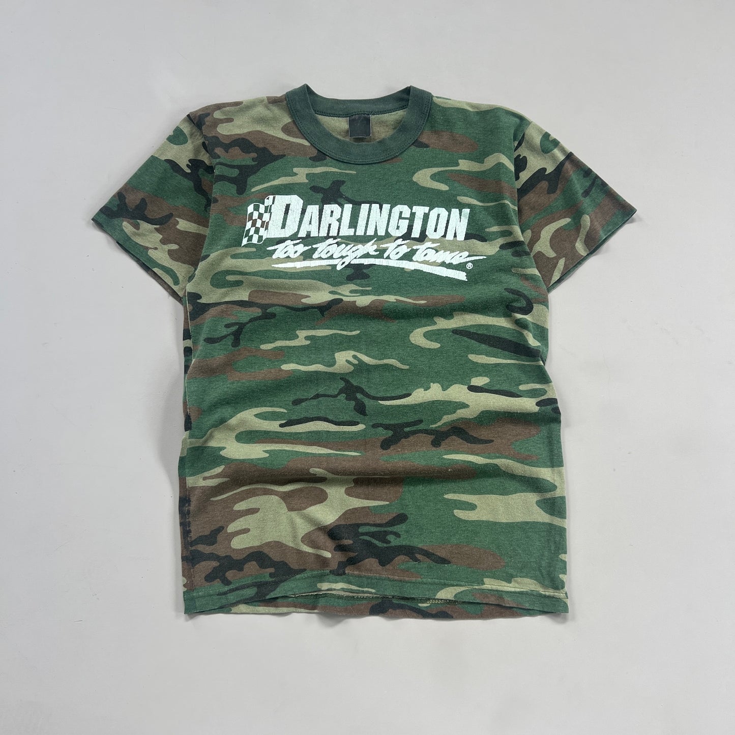 Large 1980s Darlington Too Tought to Tame Camo T-shirt