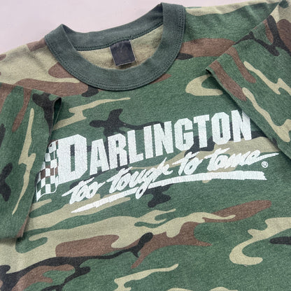 Large 1980s Darlington Too Tought to Tame Camo T-shirt