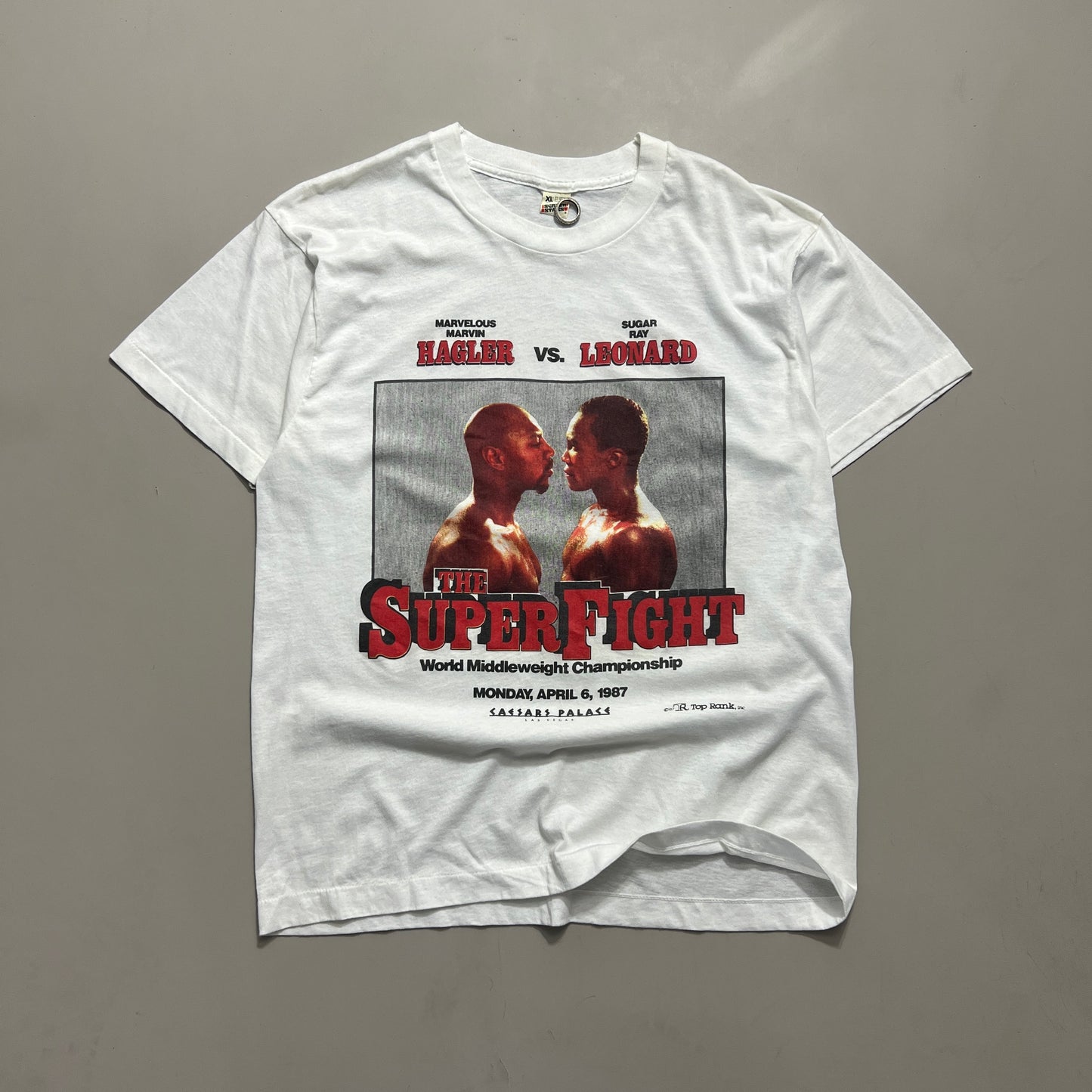 XL 1987 Super Fight Hagler v Leonard Boxing T-shirt