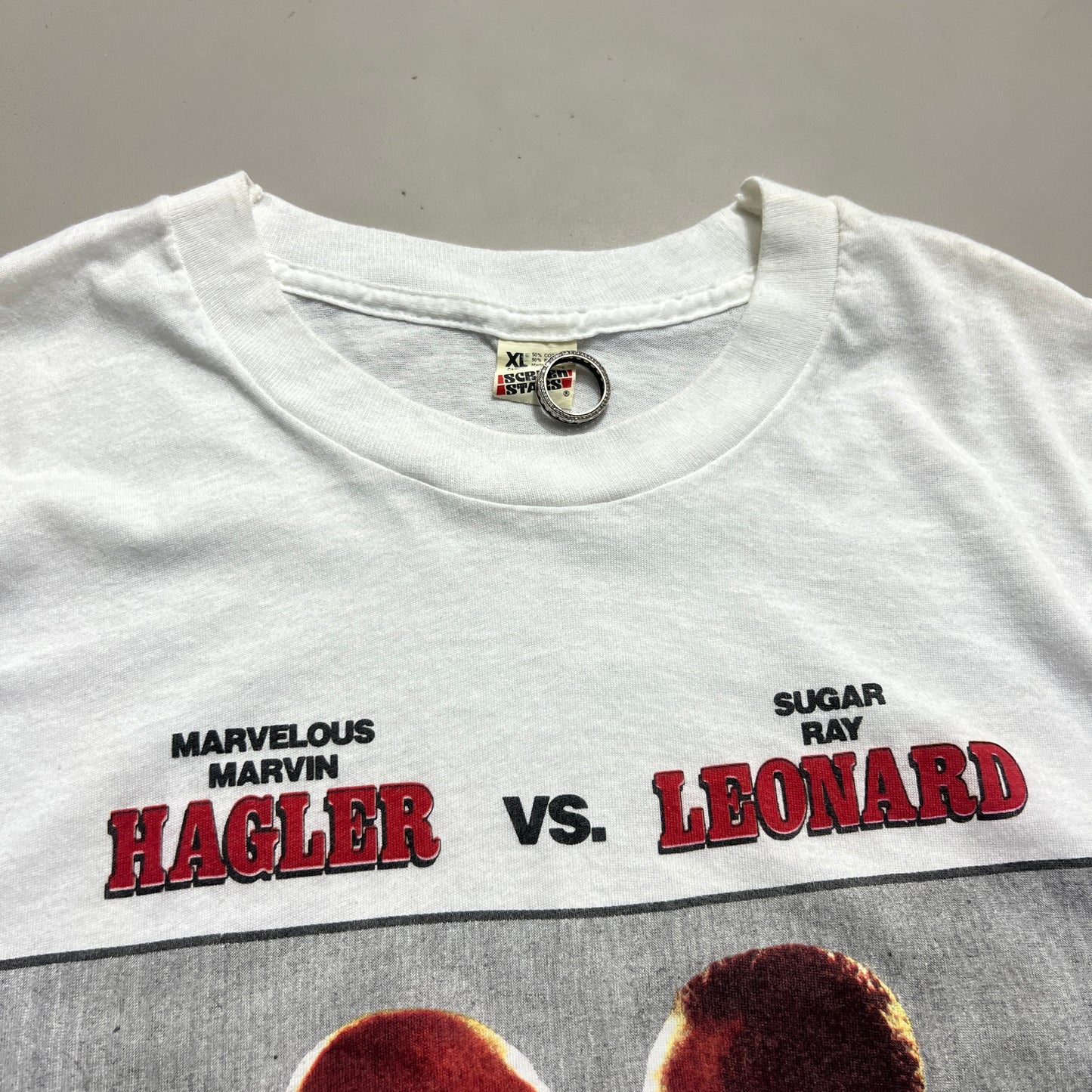 XL 1987 Super Fight Hagler v Leonard Boxing T-shirt