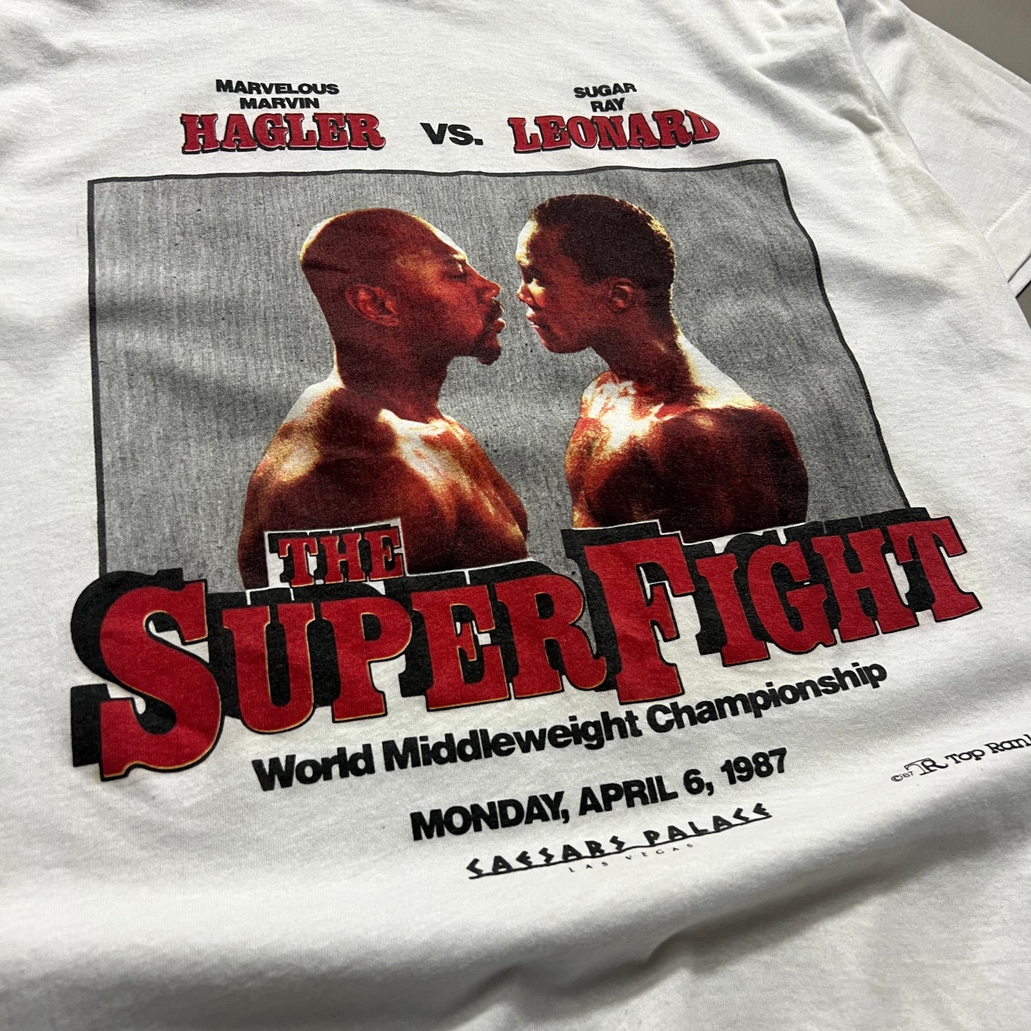 XL 1987 Super Fight Hagler v Leonard Boxing T-shirt