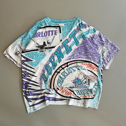 Large 90s Charlotte Hornets Magic Johnson AOP T-shirt