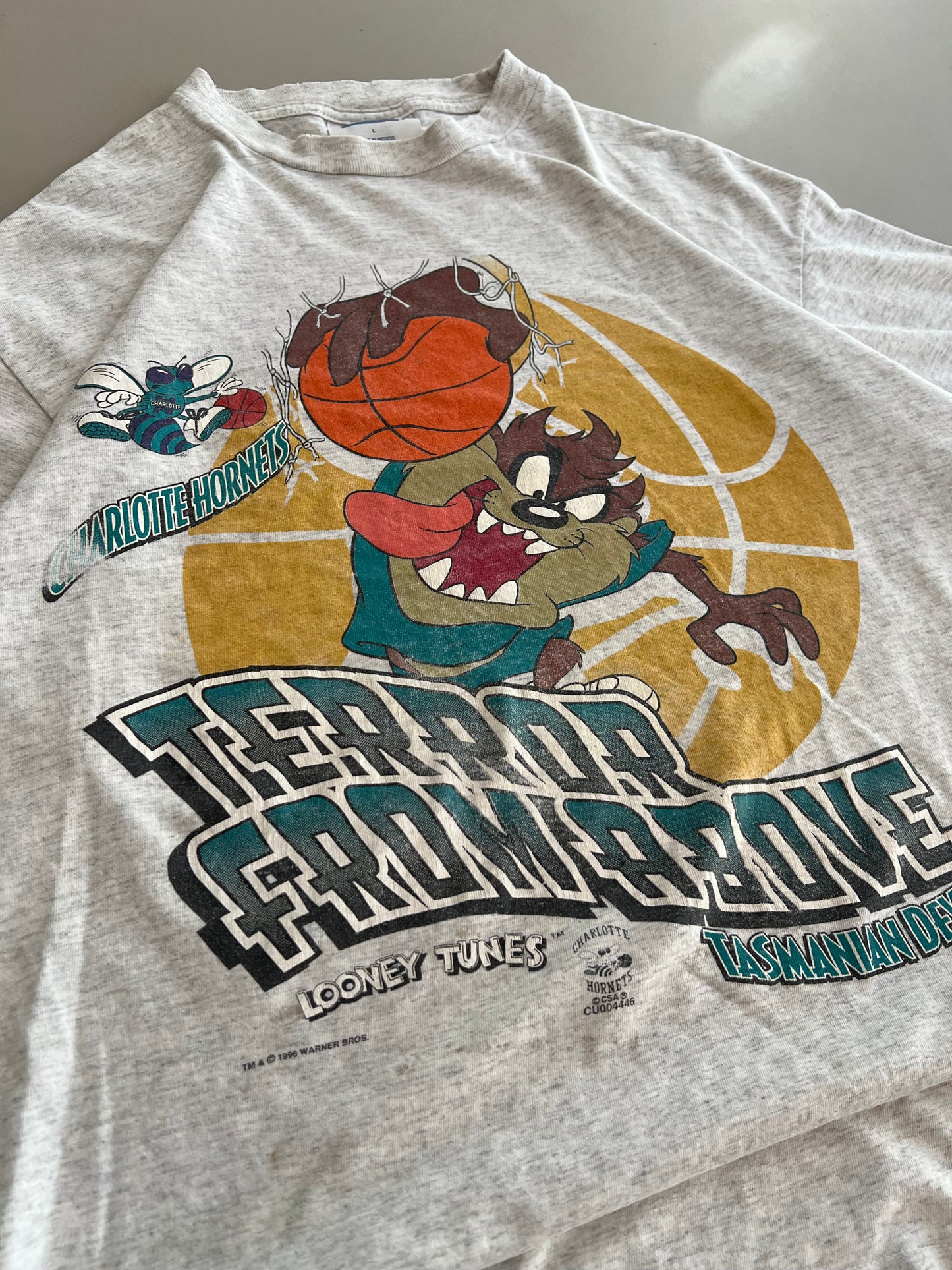 Large 1996 Charlotte Hornets Taz T-shirt