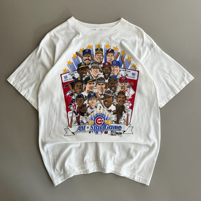 Large 1990 Chicago MLB All Star Game Caricature T-shirt