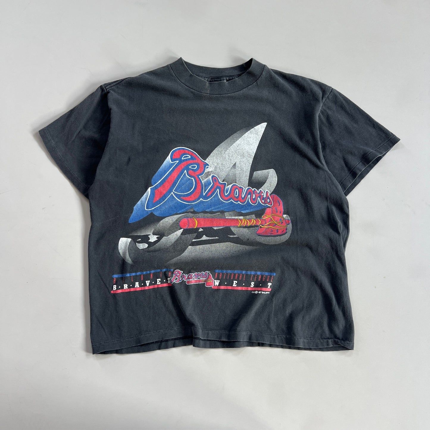 Large 1993 Atlanta Braves Shadow Logo T-shirt