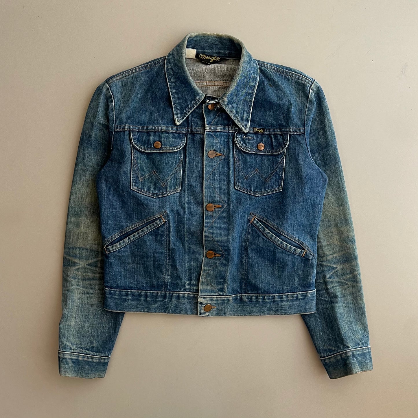 Small 80s Wrangler Harley Davidson Kawasaki Patch Denim Jacket