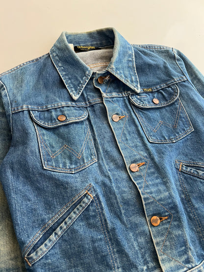 Small 80s Wrangler Harley Davidson Kawasaki Patch Denim Jacket
