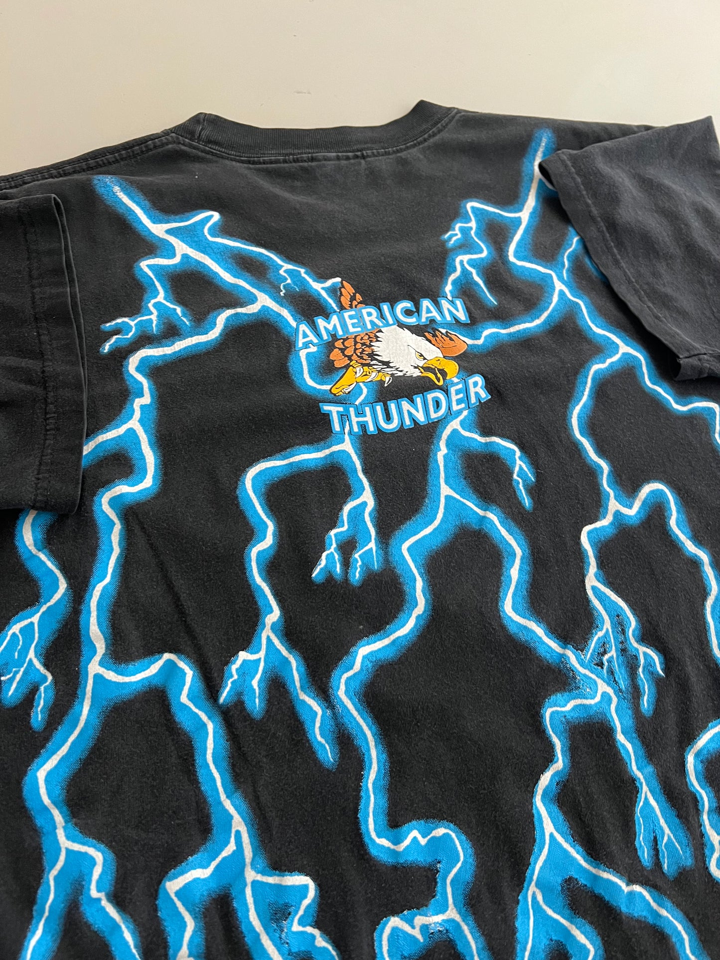 Large 90s American Thunder Native American Lightning AOP T-shirt