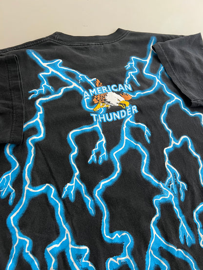 Large 90s American Thunder Native American Lightning AOP T-shirt
