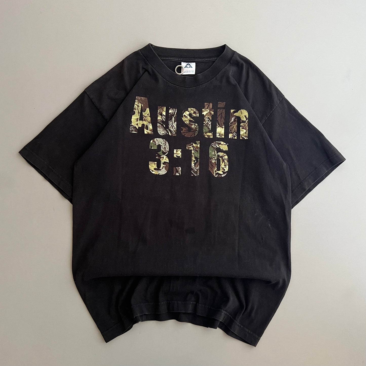 XL 1998 Austin 3:16 Camo Font T-shirt